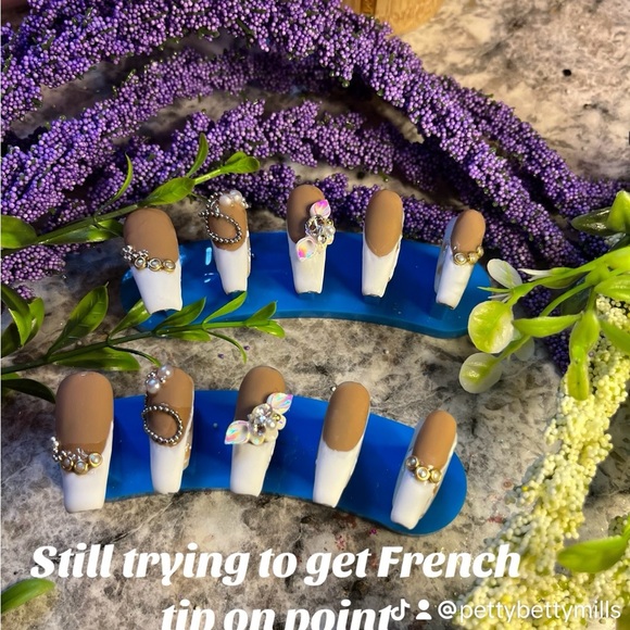 French tip nails with charms on it - Picture 1 of 1